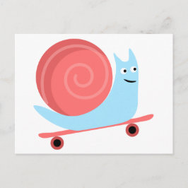 Stomme grappige slakkerritten op skateboard briefkaart