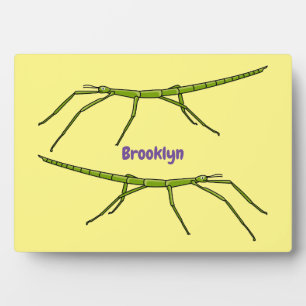 Stomme groene stokinsecten met gelukkige gezichten fotoplaat