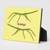 Stomme groene stokinsecten met gelukkige gezichten fotoplaat (Zijkant)