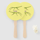 Stomme groene stokinsecten met gelukkige gezichten handwaaier (Voorkant en achterkant)