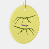 Stomme groene stokinsecten met gelukkige gezichten keramisch ornament (Rechts)