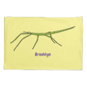 Stomme groene stokinsecten met gelukkige gezichten kussensloop (Achterkant)