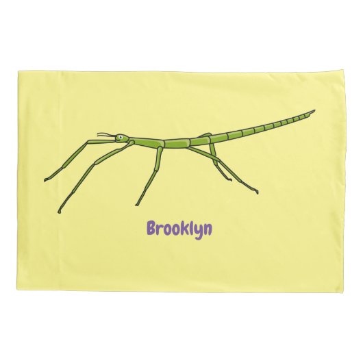 Stomme groene stokinsecten met gelukkige gezichten kussensloop (Achterkant)