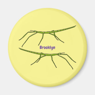 Stomme groene stokinsecten met gelukkige gezichten magneet