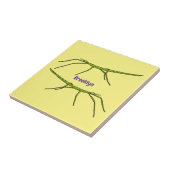 Stomme groene stokinsecten met gelukkige gezichten tegeltje (Zijkant)