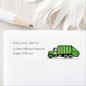 Stomme groene vuilniswagen, kinderen, Birthday Adr Etiket (Insitu)