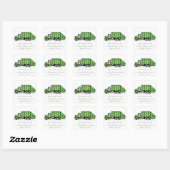 Stomme groene vuilniswagen, kinderen, Birthday Adr Vierkante Sticker (Vel)