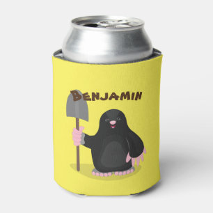 Stomme happy mole met cartoon voor schop blikjeskoeler