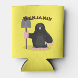 Stomme happy mole met cartoon voor schop blikjeskoeler