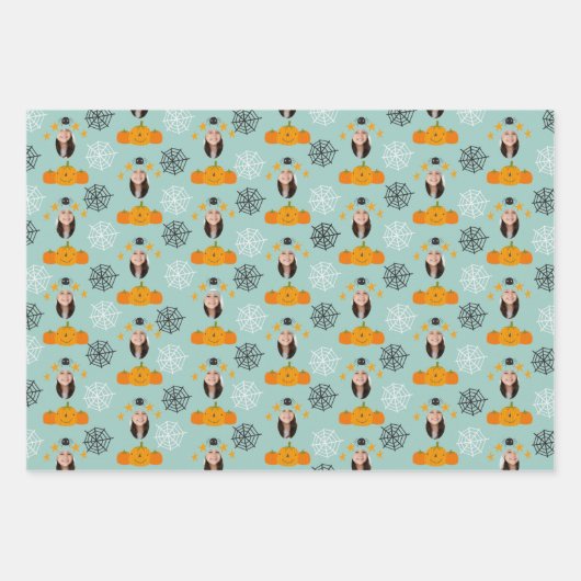 Stomme heks en pompoen gepersonaliseerd inpakpapier vel (Voorkant 2)