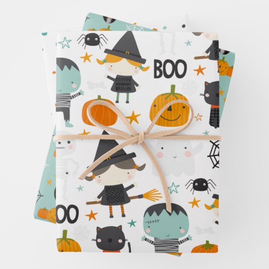 Stomme heks en pompoen gepersonaliseerd inpakpapier vel (In situ)