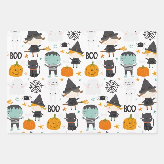 Stomme heks en pompoen gepersonaliseerd inpakpapier vel (Voorkant)