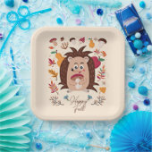 Stomme herfstegel met aangepaste tekst papieren bordje (Feest)