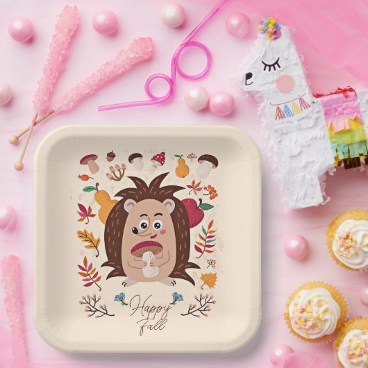 Stomme herfstegel met aangepaste tekst papieren bordje (Feest)