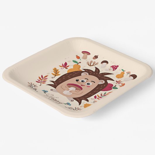 Stomme herfstegel met aangepaste tekst papieren bordje (Gebogen)