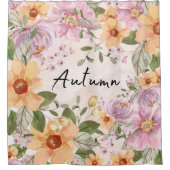 Stomme herfstflorale Elegant roze achtergrond Teks Douchegordijn (Voorkant)