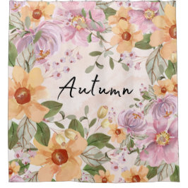 Stomme herfstflorale Elegant roze achtergrond Teks Douchegordijn