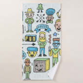 Stomme hipsters doodle set 2. Kleurrijke  hand Badhanddoek (Badhanddoek)