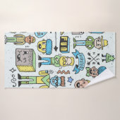 Stomme hipsters doodle set 2. Kleurrijke  hand Badhanddoek (Badhanddoek)