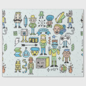 Stomme hipsters doodle set 2. Kleurrijke  hand Cadeaupapier (Vlak)