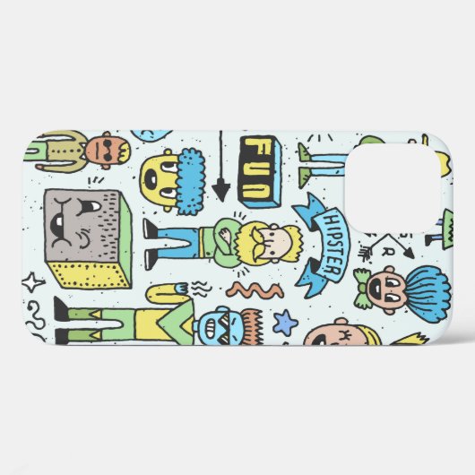 Stomme hipsters doodle set 2. Kleurrijke hand Case-Mate iPhone Case (Achterkant (horizontaal))