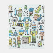 Stomme hipsters doodle set 2. Kleurrijke  hand Fleece Deken (Voorkant)