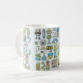 Stomme hipsters doodle set 2. Kleurrijke  hand Koffiemok (Voorkant links)