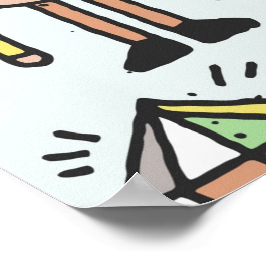 Stomme hipsters doodle set 2. Kleurrijke  hand Poster (Hoek)