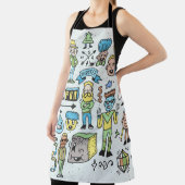 Stomme hipsters doodle set 2. Kleurrijke  hand Schort (Insitu)