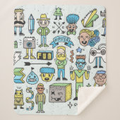 Stomme hipsters doodle set 2. Kleurrijke  hand Sherpa Deken (Voorkant)