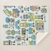 Stomme hipsters doodle set 2. Kleurrijke  hand Sherpa Deken (Voorkant (horizontaal))