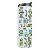 Stomme hipsters doodle set 2. Kleurrijke  hand Thermosbeker (Gedraaid links)