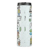 Stomme hipsters doodle set 2. Kleurrijke  hand Thermosbeker (Achterkant)