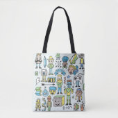 Stomme hipsters doodle set 2. Kleurrijke  hand Tote Bag (Voorkant)