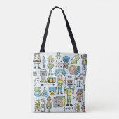 Stomme hipsters doodle set 2. Kleurrijke  hand Tote Bag (Achterkant)