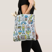 Stomme hipsters doodle set 2. Kleurrijke  hand Tote Bag (Dichtbij)