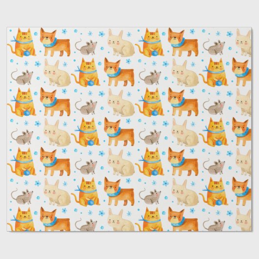 Stomme huisdieren — Verpakkingspapier Cadeaupapier (Vlak)