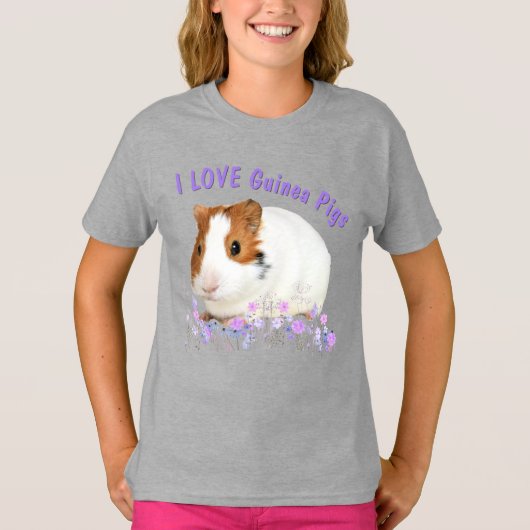 Stomme I hou van Guinee Varkens Bruin Witte Tekst T-shirt (Voorkant)