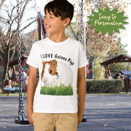 Stomme I hou van Guinee Varkens Bruin Witte Tekst T-shirt