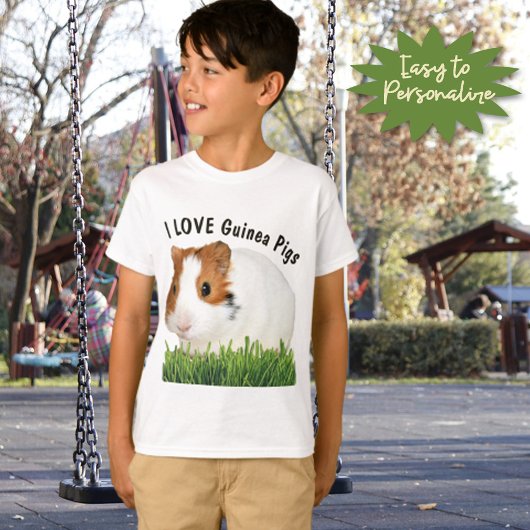 Stomme I hou van Guinee Varkens Bruin Witte Tekst T-shirt