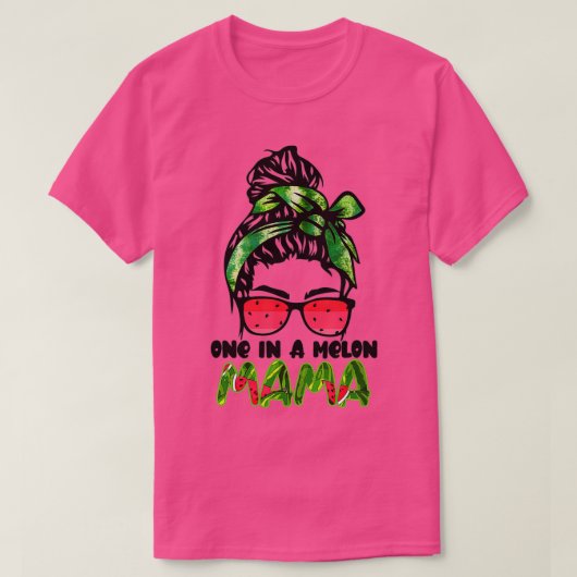 Stomme in een Melon Mama Messy Bun Watermelon Summ T-shirt (Design voorkant)