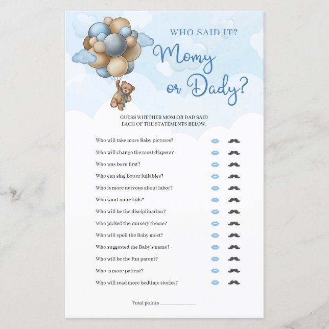 Stomme jongen teddy beer bruine ballonnen mama of  (Voorkant)