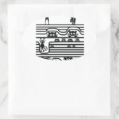 stomme katten lijn ovale sticker (Tas)