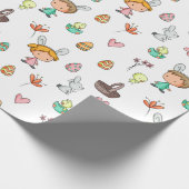 Stomme Kinderen met Bunny Ears Spring Pattern Holi Cadeaupapier (Hoek)