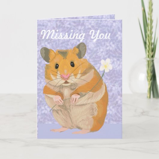 Stomme kleine hamster die een bloem houdt "Je mist Kaart (Voorkant)