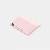 Stomme kleine, stijlvolle meid, kant, rode lips post-it® notes (Schuin)