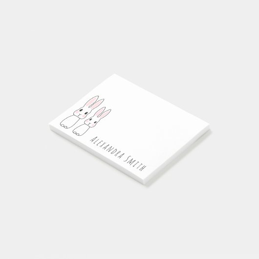 Stomme konijnenkonijnen met een gepersonaliseerde  post-it® notes (Schuin)