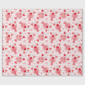 Stomme kreeften op lichtroze witte streep cadeaupapier (Vlak)