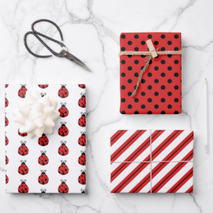 Stomme-Lady Bugs Polka Dots Stripes Inpakpapier Vel