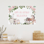 Stomme landbouwhuisdieren roze groen welkomstbord poster (Keuken)